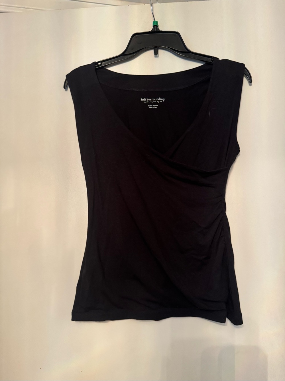 Soft Surroundings Black Faux-Wrap Sleeveless Camisole